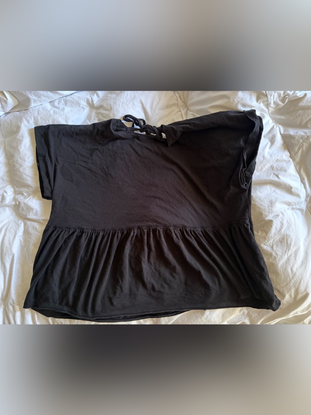 American Eagle Outfitters Black Peplum Tie-Back Top